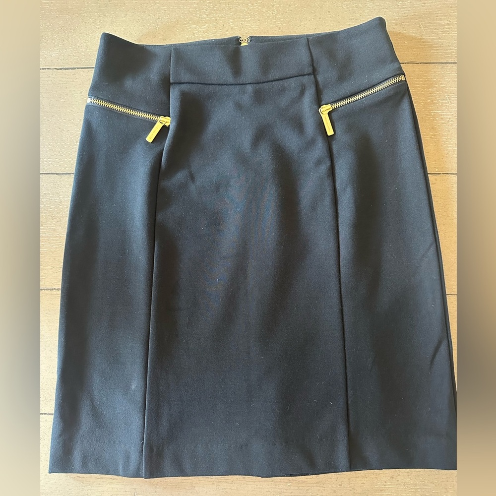 Michael Kors Black Pencil Skirt with Gold Zippers
